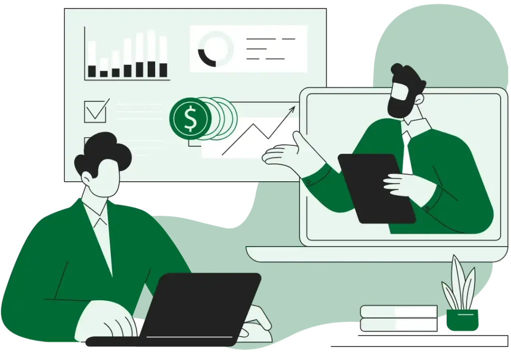 Business growth and conversion rate chart illustration for SEO and digital marketing services