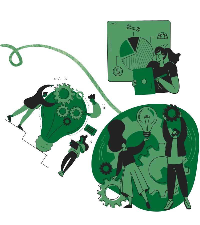 Thrive SEO NYC team collaboration illustration showing business growth