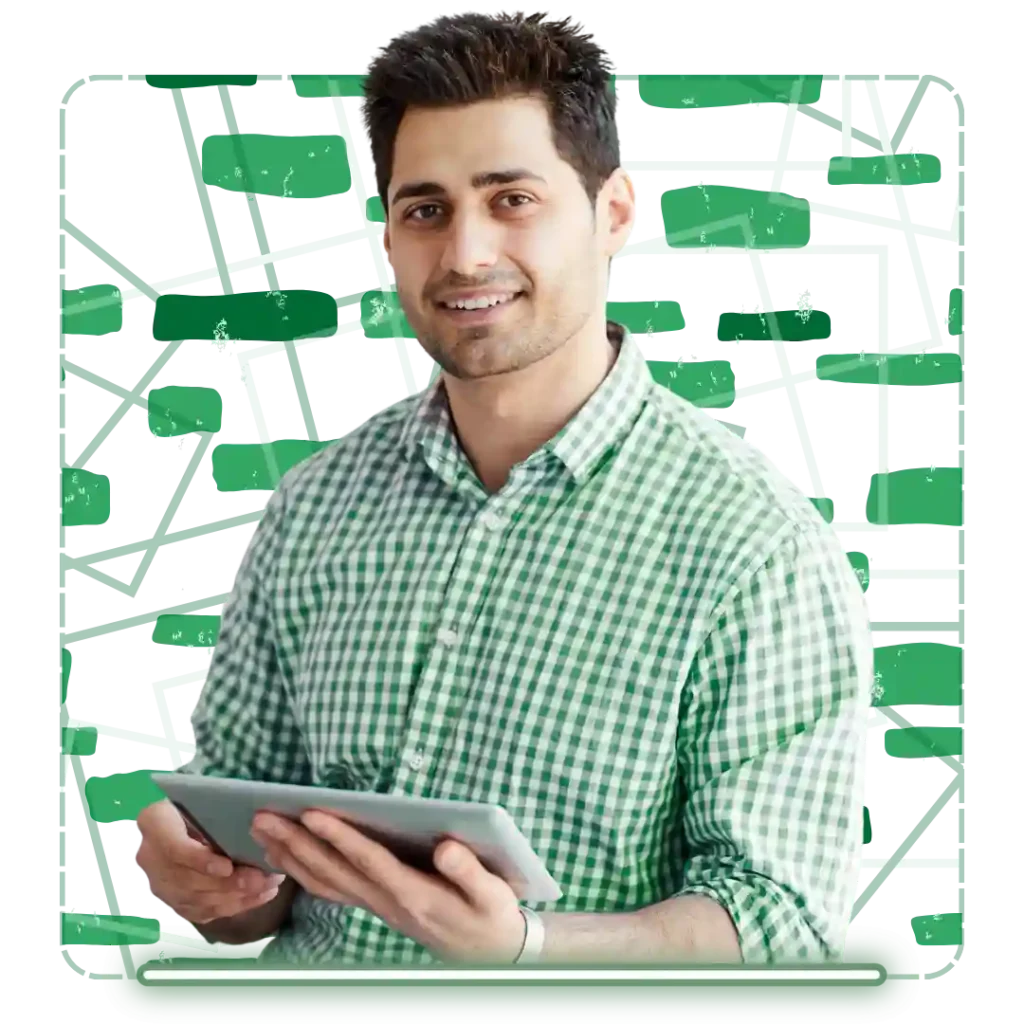 SEO content marketing specialist creating strategic content for traffic growth and lead generation on tablet