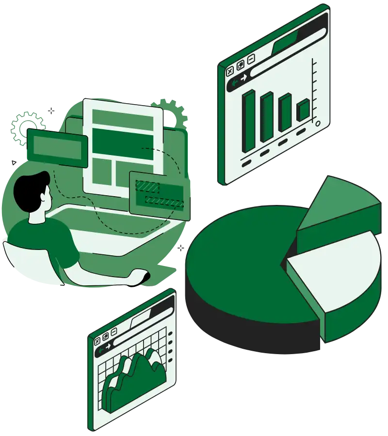 Illustration showing results of on-page SEO including higher rankings, increased search visibility, improved click-through rates, and better quality leads from organic traffic
