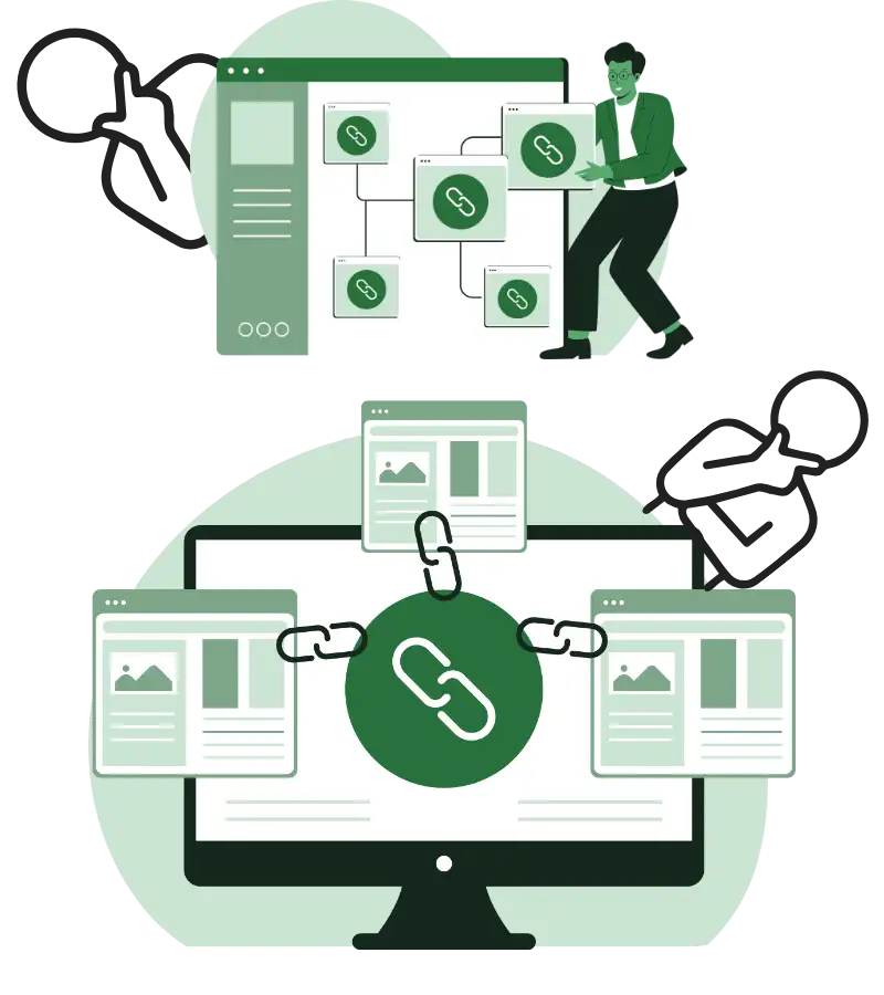 Illustration showing why link building matters for earning relevant, high-quality backlinks that improve search visibility and brand authority while avoiding spammy links