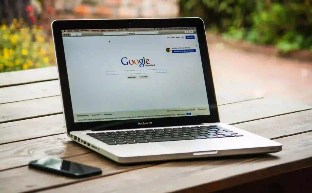 Mobile screen showing local Google search results with map listings, business ratings, reviews, and nearby business information