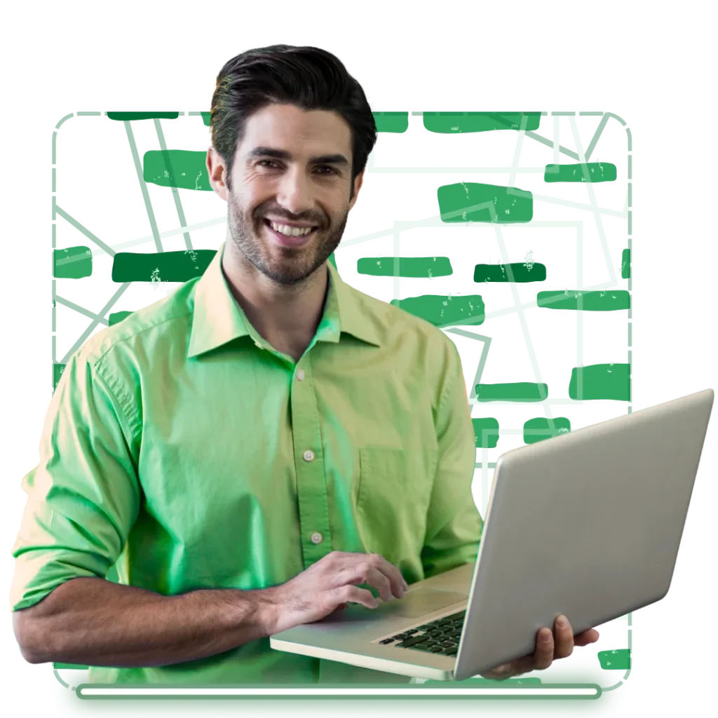 Professional demonstrating AI business automation solutions for growing companies