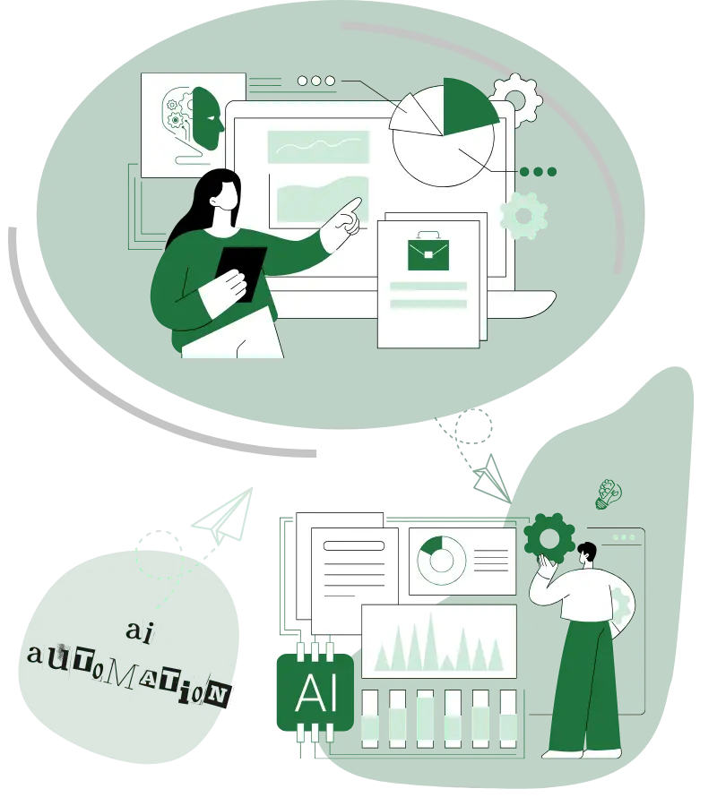 Illustration of AI business automation streamlining workflows and repetitive business tasks