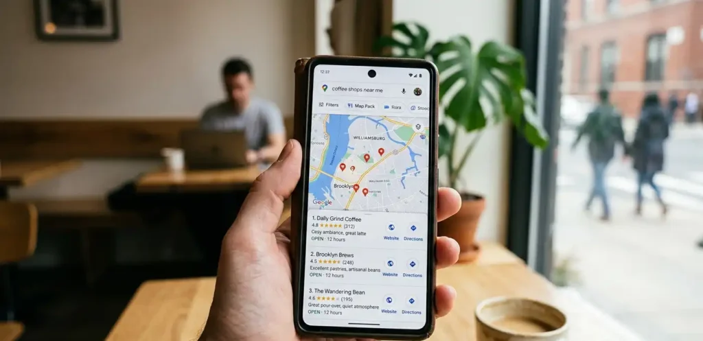 Google Business Profile not appearing for keywords in Google Maps search results illustration