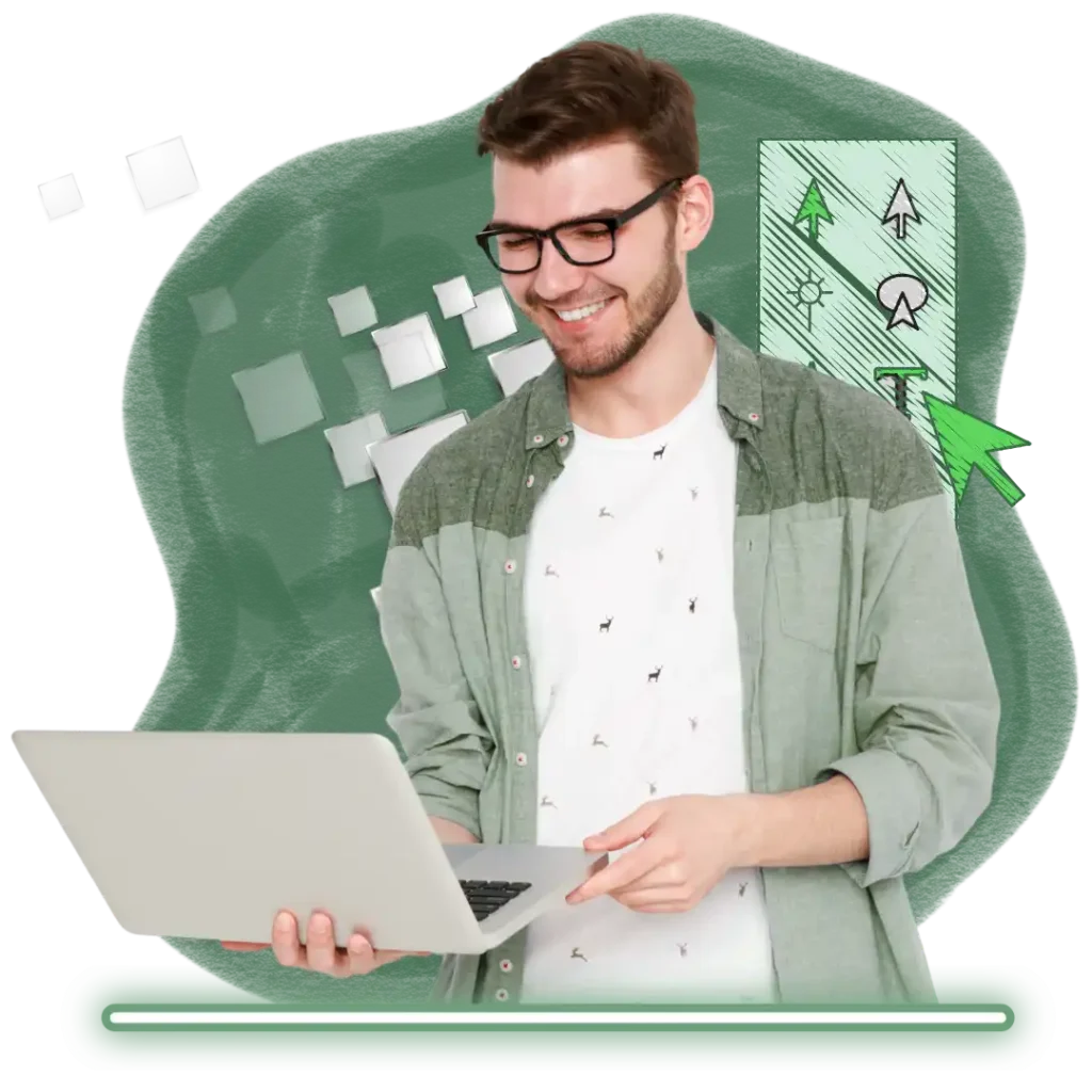 Website designer creating a modern and user-friendly business website
