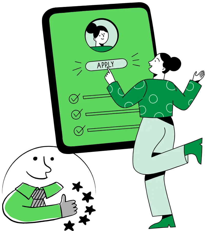 Illustration showing how a custom business app creates a better customer experience and supports long-term business growth.