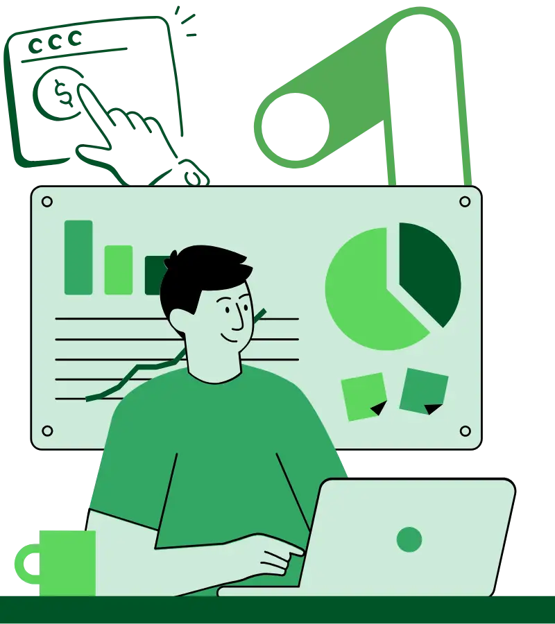 Illustration showing how PPC advertising reaches high-intent customers, generates leads quickly, and drives business growth.