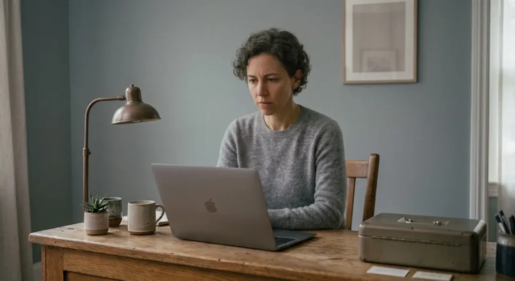 A business owner closely reviewing their Google Ads account to diagnose why clicks aren't converting.