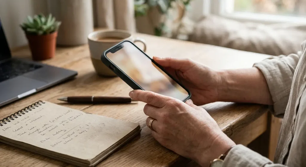 Business owner reviewing a negative review on their phone before deciding how to respond