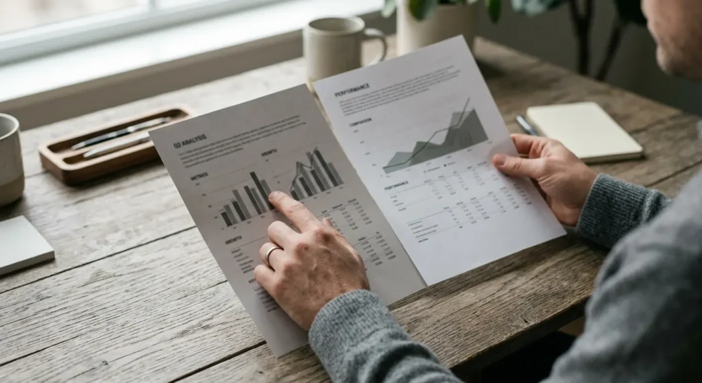 Comparing two PPC agency case study reports side by side to check for real data and context.
