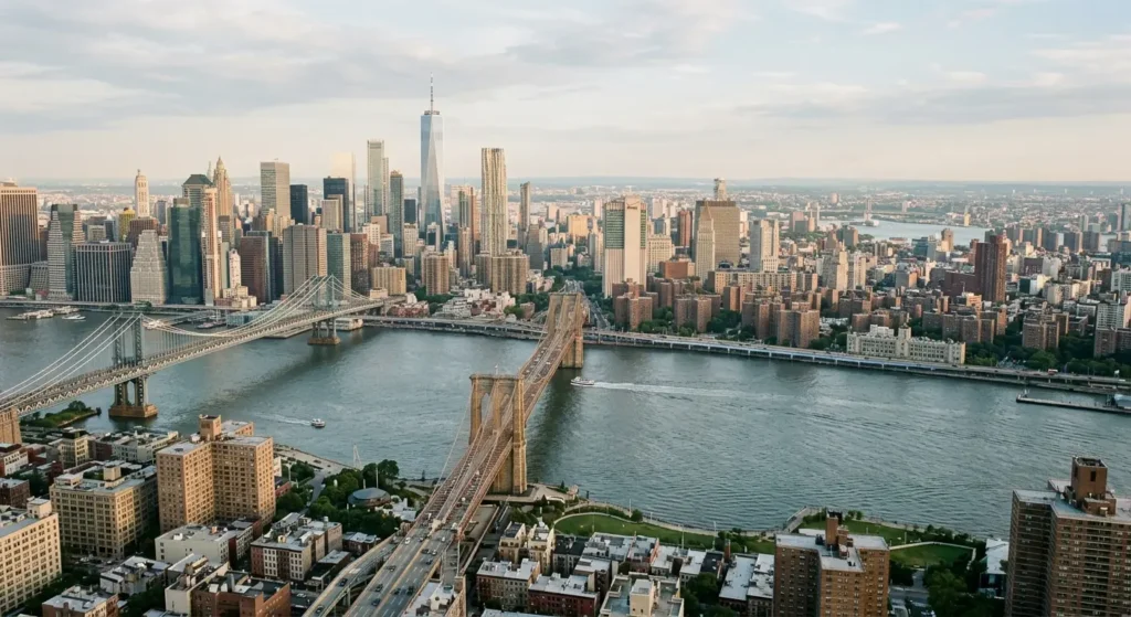 A New York City skyline view representing the different advertising markets across the five boroughs.
