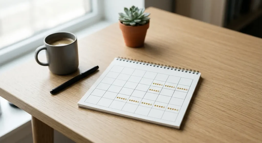Calendar showing a consistent weekly pattern of new Google reviews