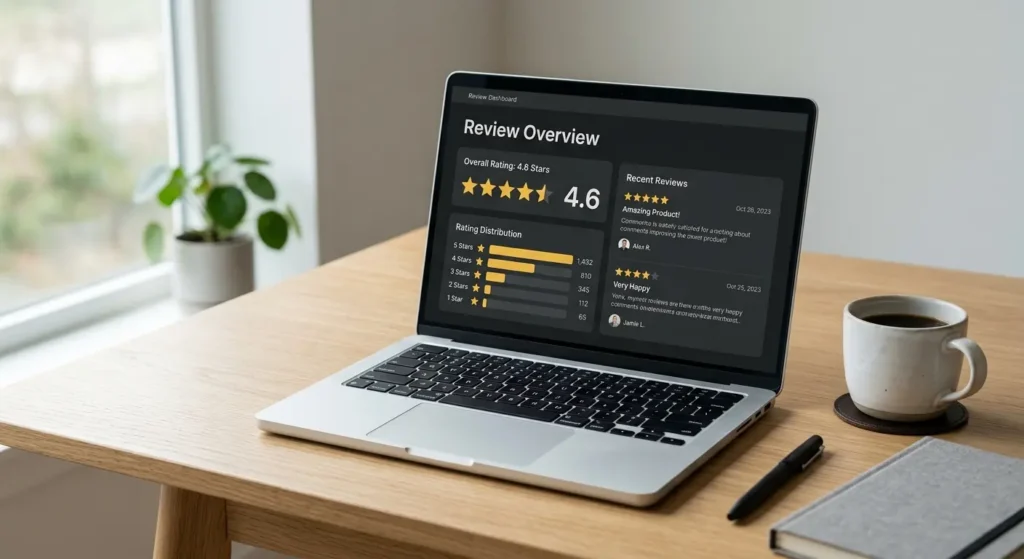 Reputation management dashboard showing review monitoring across platforms