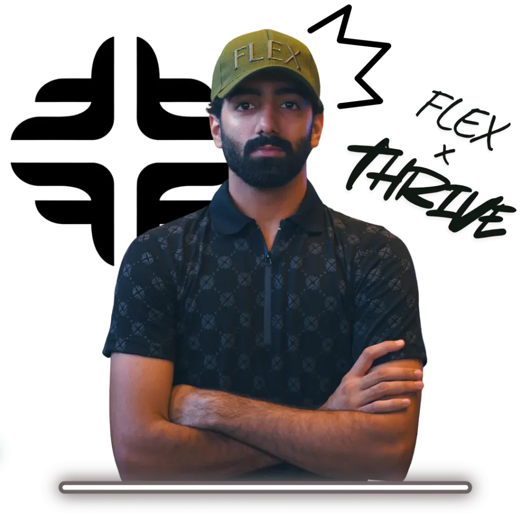 Flex Clothing influencer wearing branded cap in campaign created by Thrive SEO NYC